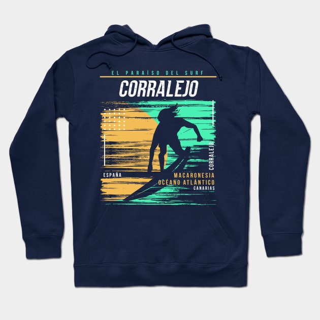 Retro Surfing Corralejo, Spain // Vintage Surfer Beach // Surfer's Paradise Hoodie by Now Boarding